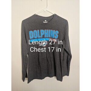 Miami Dolphins Shirt Men's Medium NFL Fanatics Long Sleeve Grey Football